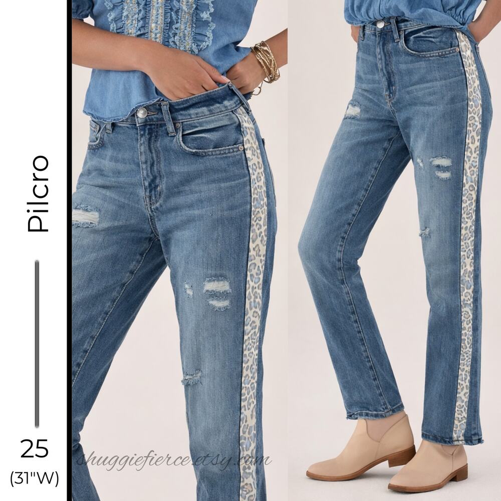 MSRP: $148 | ✨ Pilcro Slim Boyfriend Leopard Denim Statement Jeans Size 25 ✨